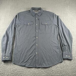 Poncho Shirt Mens M Gray Stretch Long Sleeve Button Up Slim Fit Magnetic Pockets